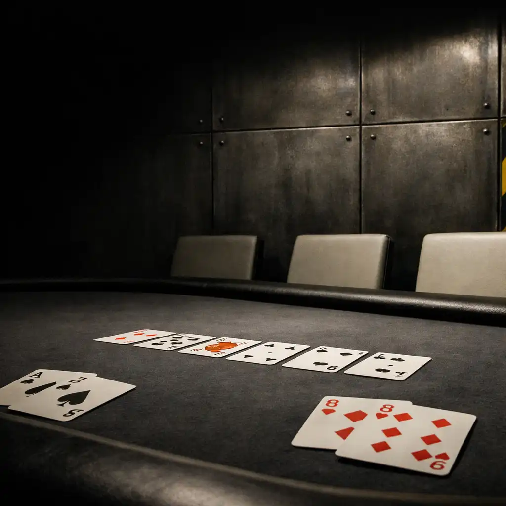 Professional poker table with real playing cards in Card Gallery Melbourne’s industrial poker room