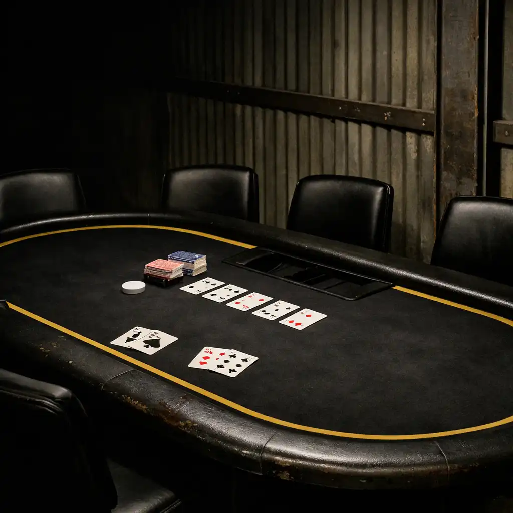 Prepared professional poker table with real cards in Card Gallery Melbourne’s dedicated card room